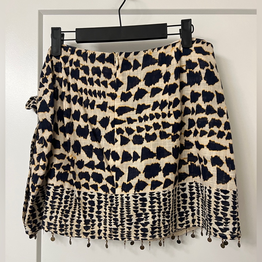 Zara Print Navy and Orange Mini Skirt - Picture 3 of 4